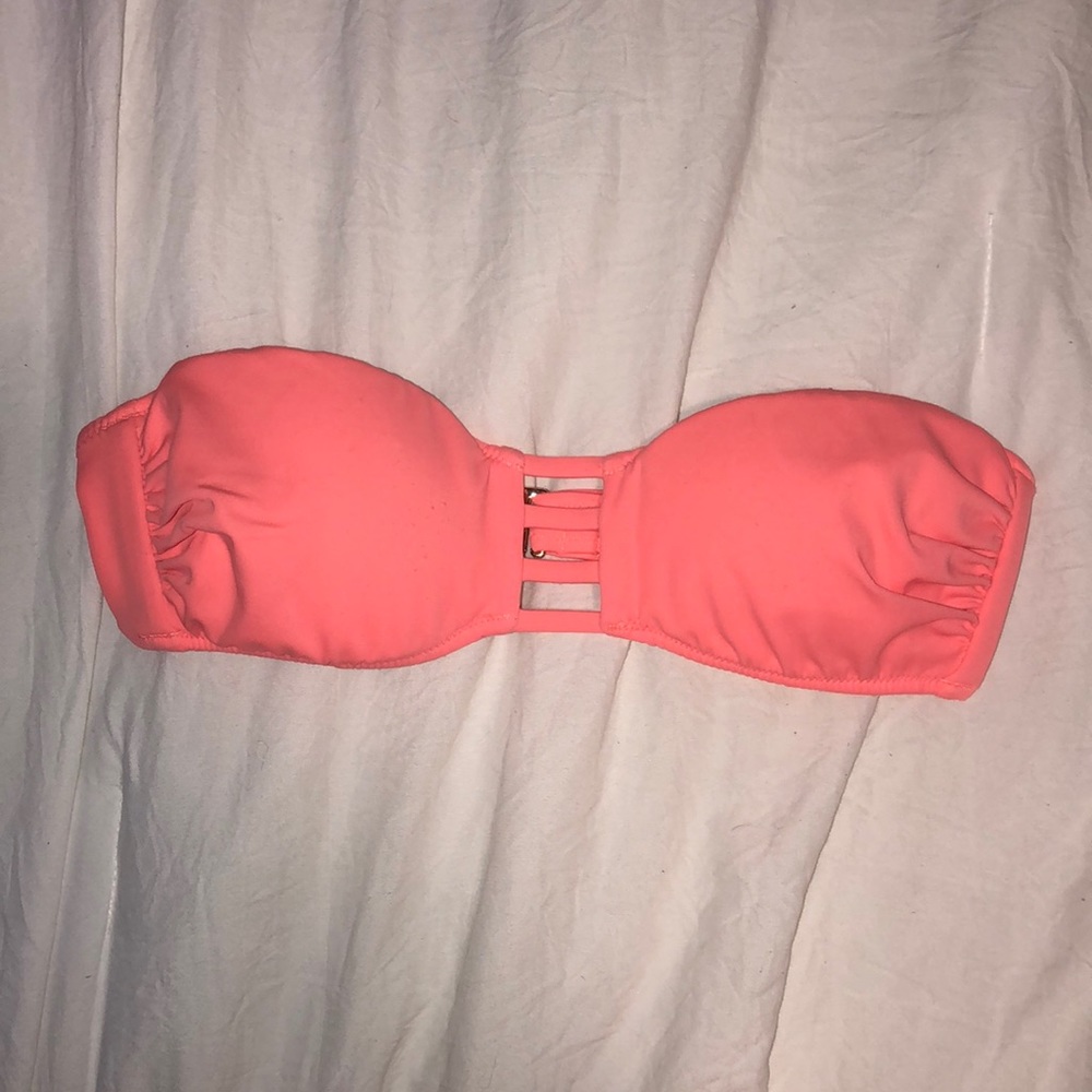 Coral bandeau bikini top